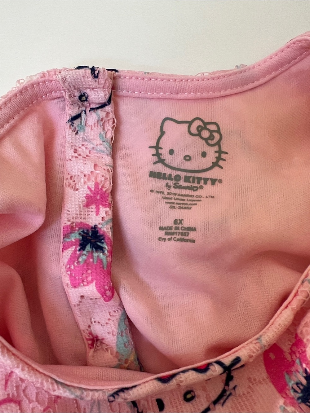 Hello Kitty Pink Lace Fit-and-Flare Dress with Bow 6X - Picture 4 of 5